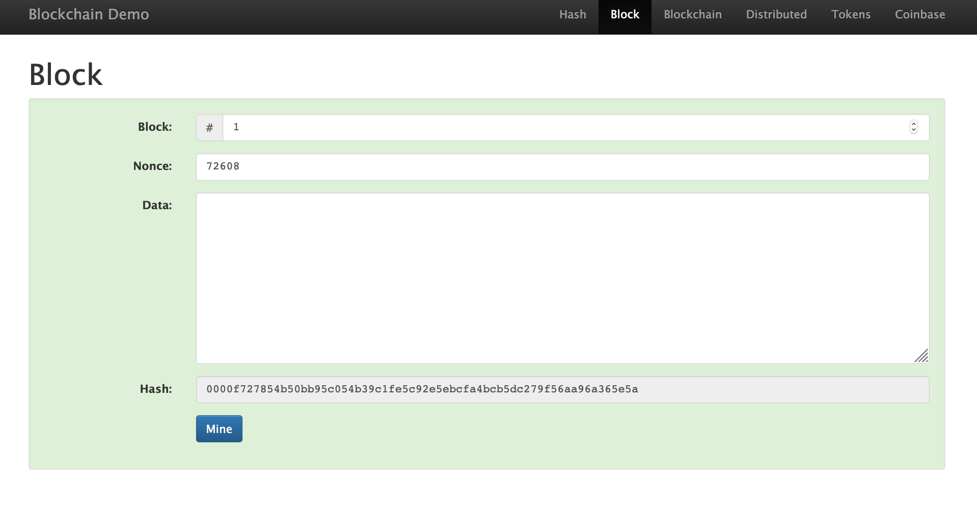 A screenshot of the above mentioned block demo tool