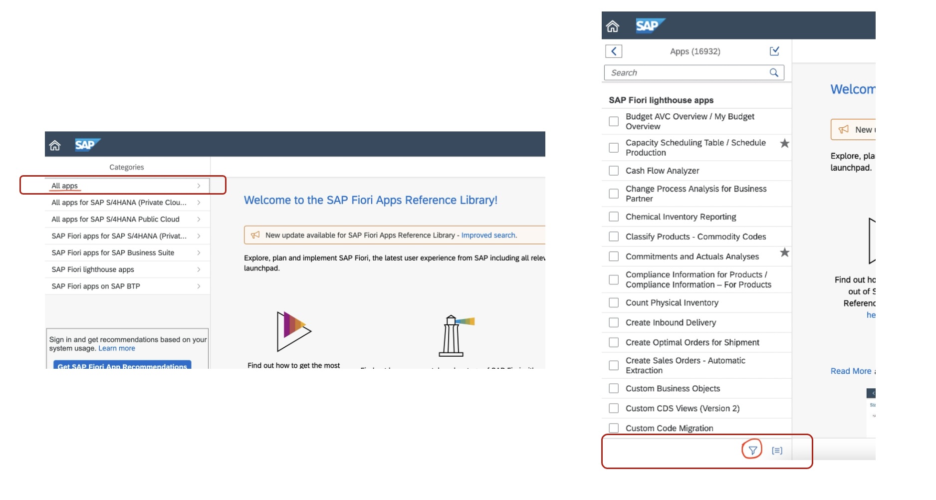 Fiori app library