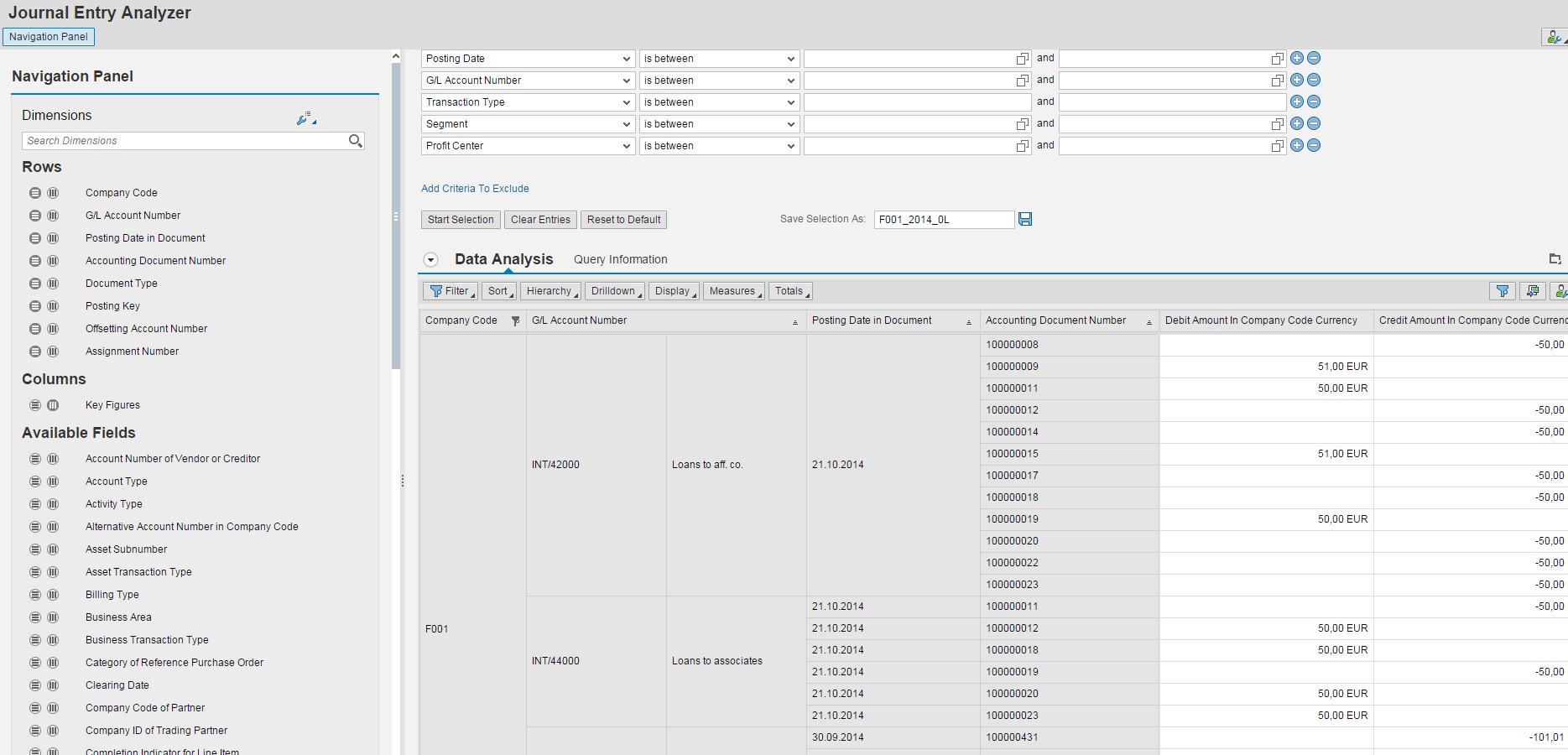 Multidimensional app - journal entry analyser