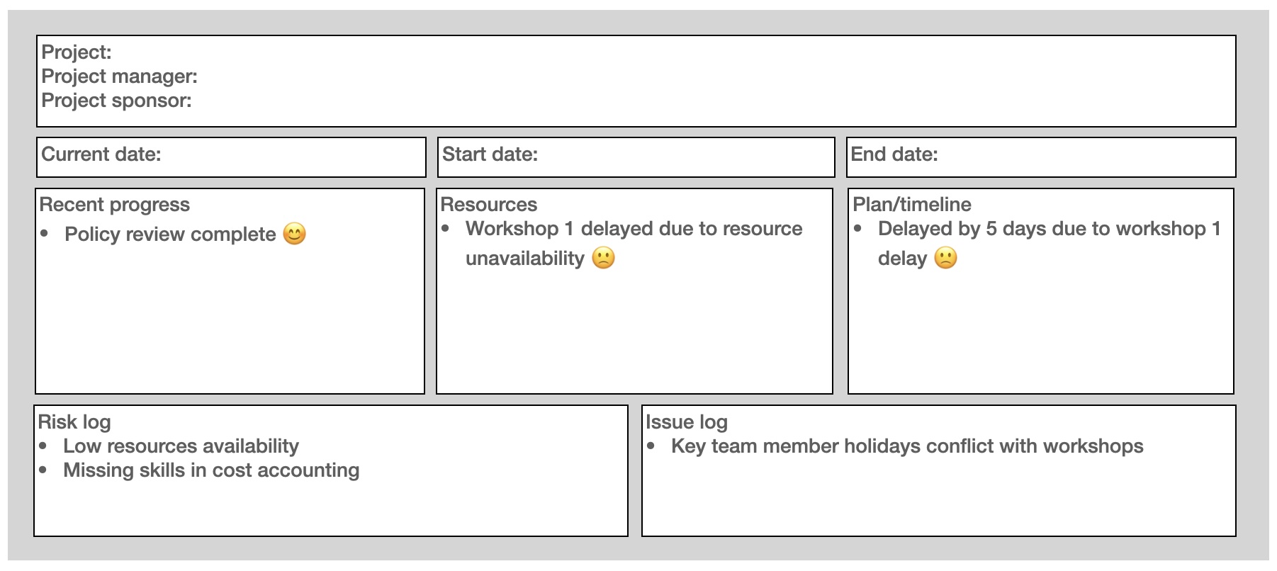 Status report example 1