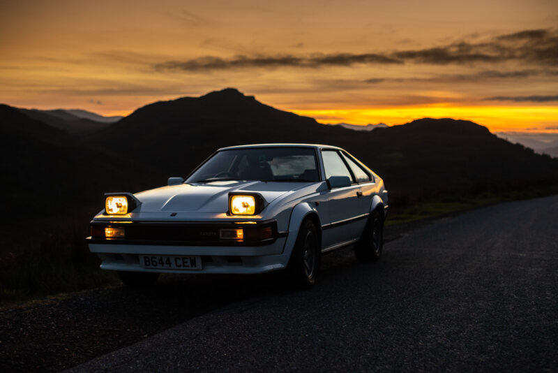 A photograph of a 1985 celica supra
