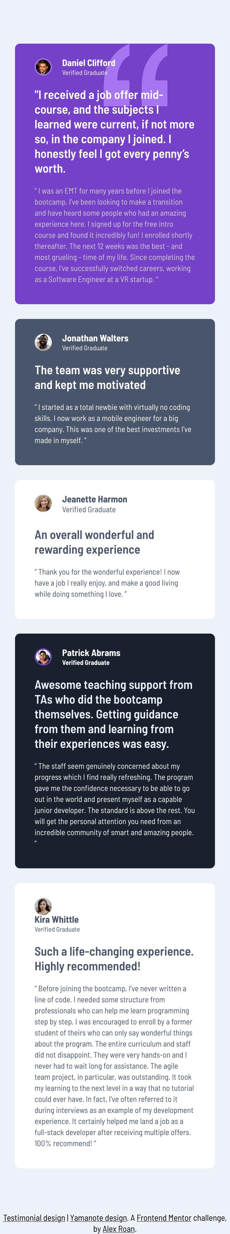 Testimonial Mobile Design