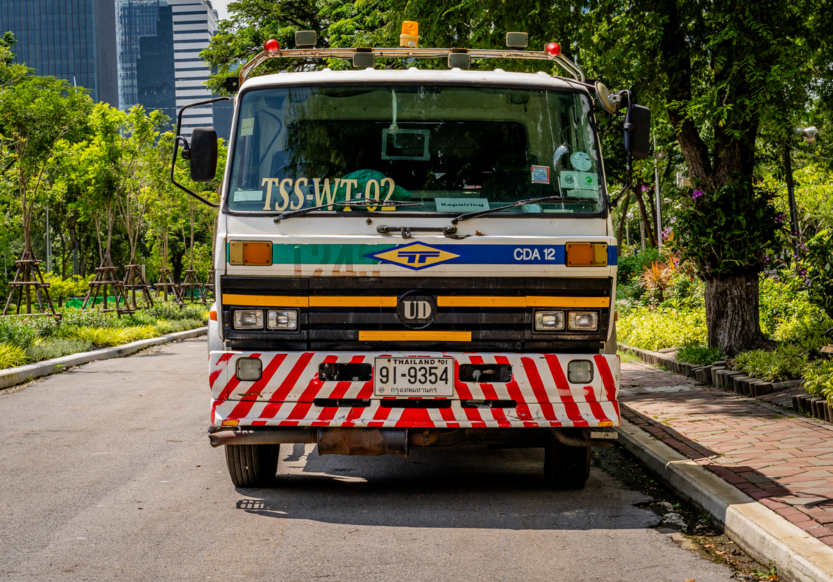 A photograph of a truck at Lumphini park in Bangkok