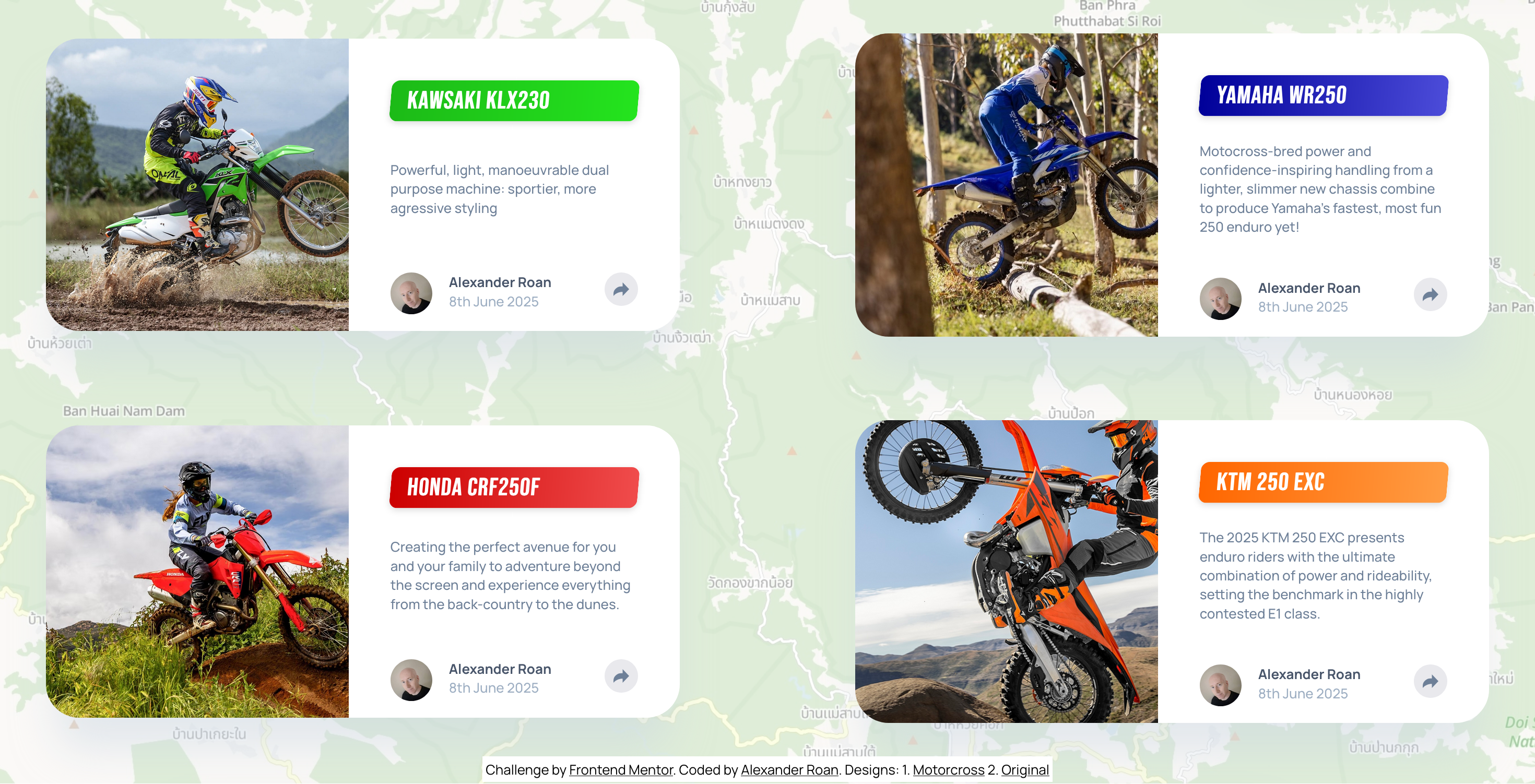 A screenshot of the design of an enduro based card.